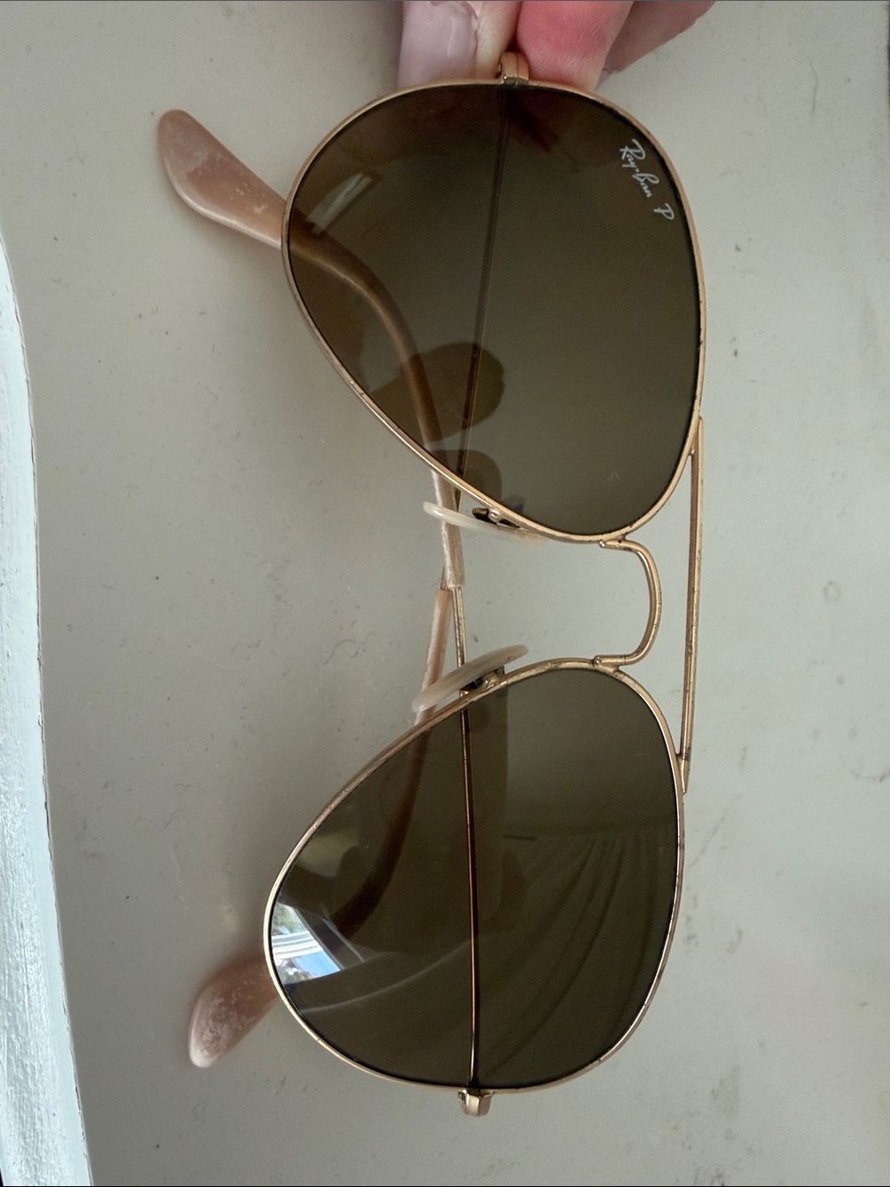 Ray-Ban Gold Frame Sunglasses with Brown Lenses